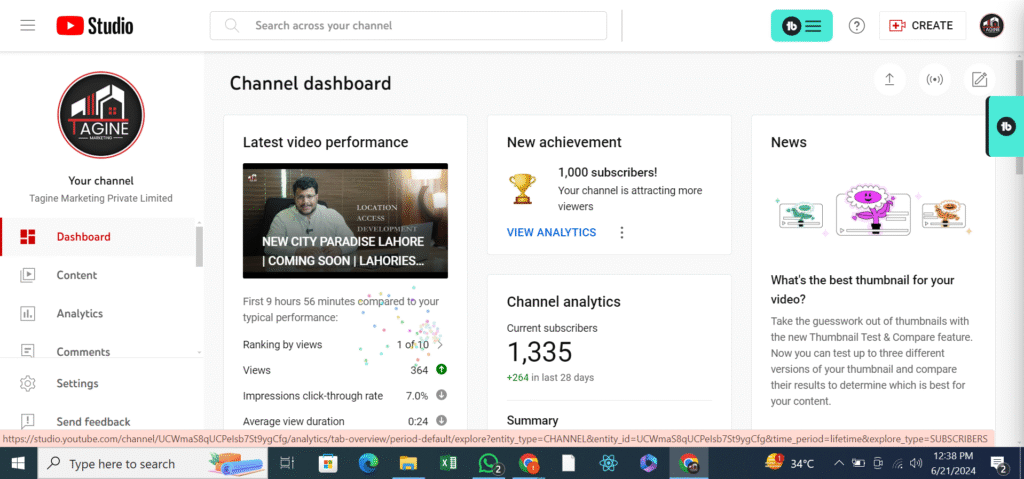 1335 Subscriber Increase of 335 Subscriber within 15 days