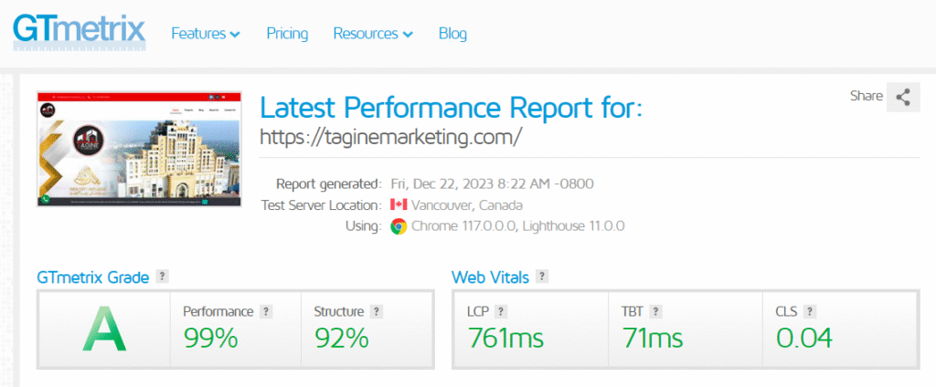 Client Website Speed Test